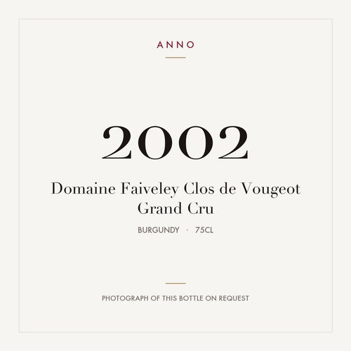 Domaine Faiveley Clos de Vougeot Grand Cru 2002 AOC 0,75l — card dell'annata ANNO; foto della bottiglia reale disponibile su richiesta