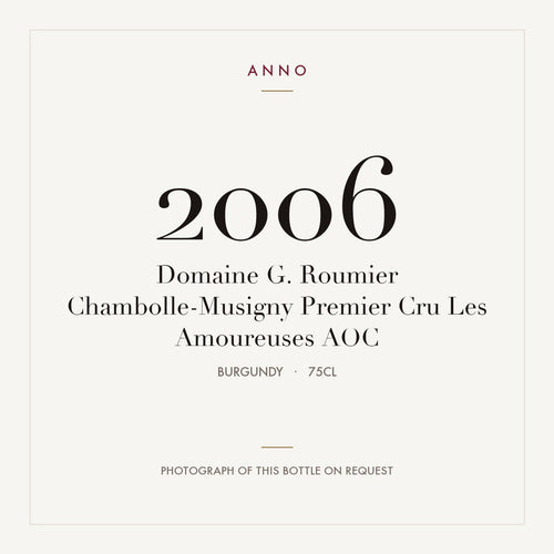 Domaine G. Roumier Chambolle-Musigny Premier Cru Les Amoureuses 2006 AOC 0,75l, Bourgogne — ANNO-årgangskort; foto af den faktiske flaske på forespørgsel