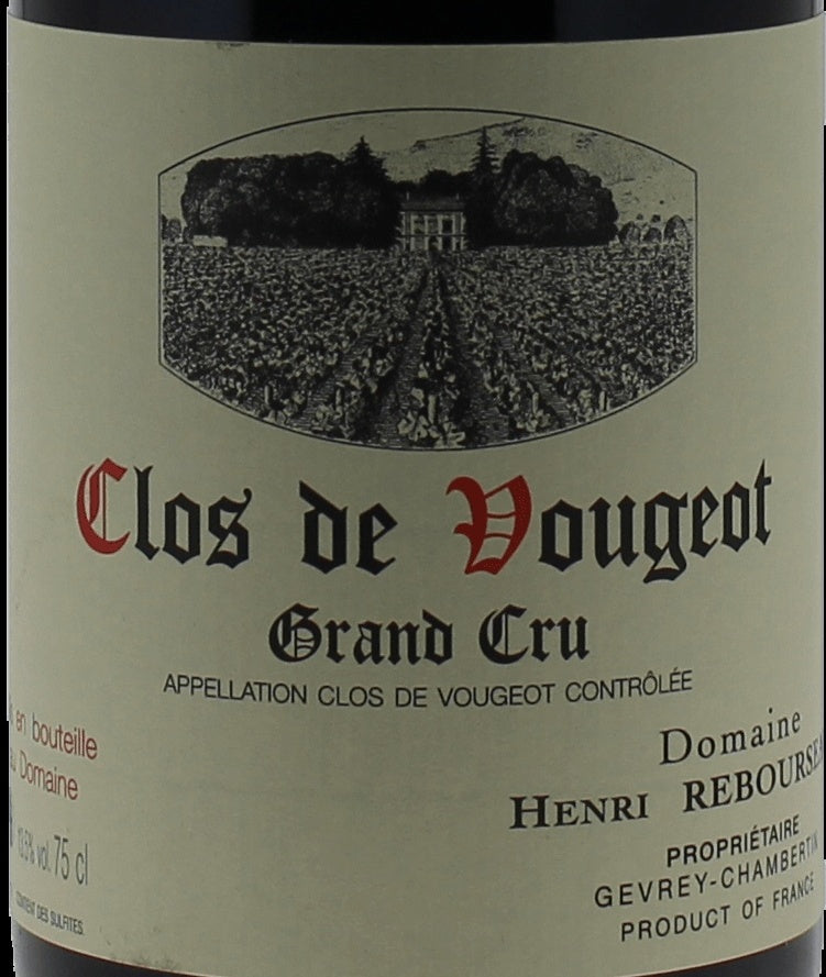 Domaine Henri Rebourseau Clos de Vougeot Grand Cru 2018 AOC 0,75l — wine label, illustrative image