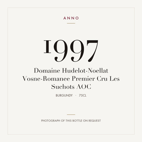 Domaine Hudelot-Noellat Vosne-Romanee Premier Cru Les Suchots 1997 AOC 0,75l, Borgogna — card dell'annata ANNO; foto della bottiglia reale disponibile su richiesta