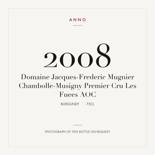 Domaine Jacques-Frederic Mugnier Chambolle-Musigny Premier Cru Les Fuees 2008 AOC 0,75l, Bourgogne — ANNO-jaargangkaart; foto van de echte fles op aanvraag