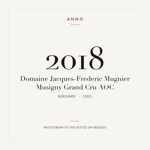 Domaine Jacques-Frederic Mugnier Musigny Grand Cru 2018 AOC 1,5l, Borgogna — card dell'annata ANNO; foto della bottiglia reale disponibile su richiesta