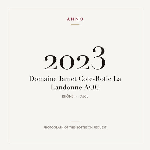 Domaine Jamet Cote-Rotie La Landonne 2023 AOC 0,75l, ローヌ — ANNOヴィンテージカード。実際のボトルの写真はご要望に応じてご用意します