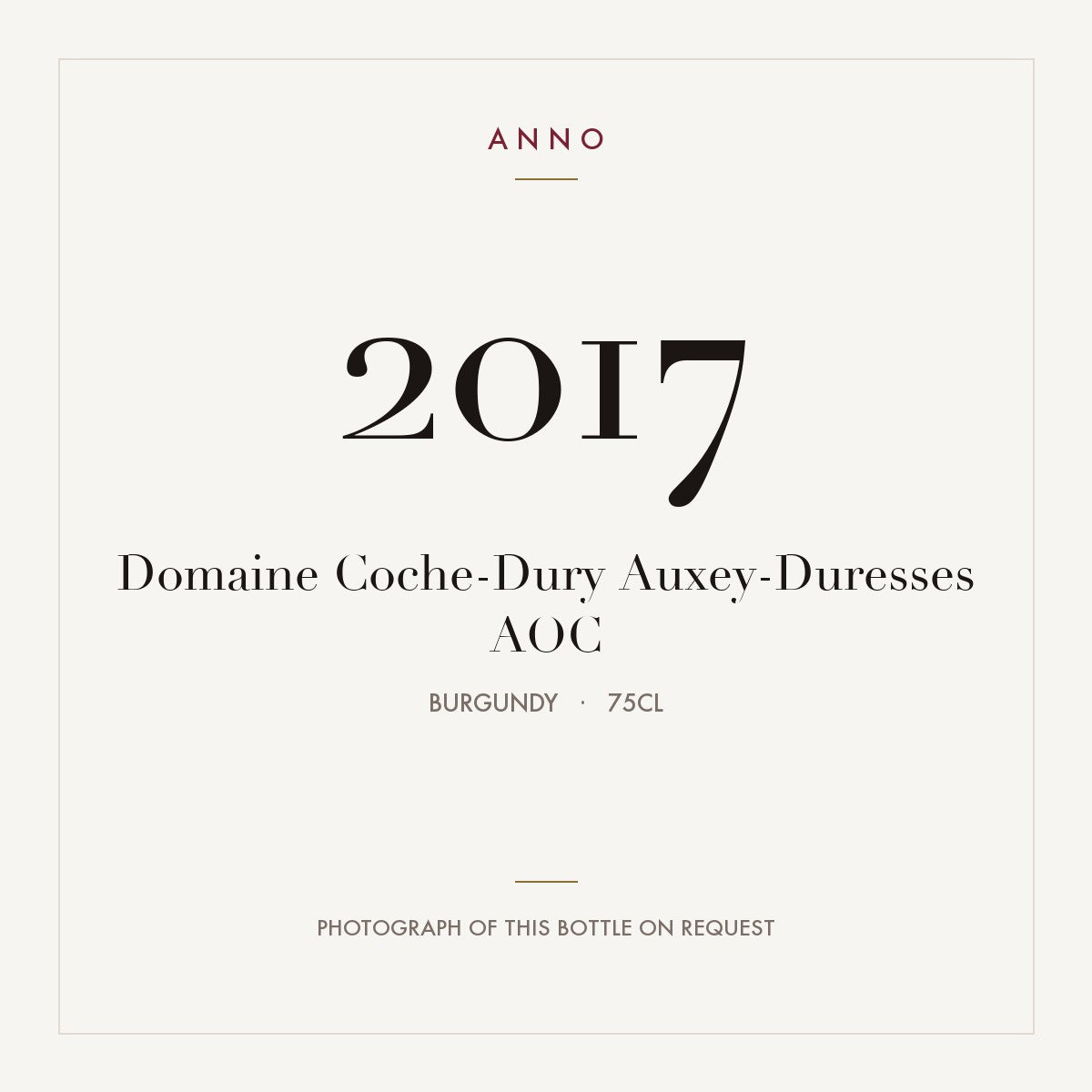 Domaine Coche-Dury Auxey-Duresses 2017 AOC 0,75l, ブルゴーニュ — ANNOヴィンテージカード。実際のボトルの写真はご要望に応じてご用意します