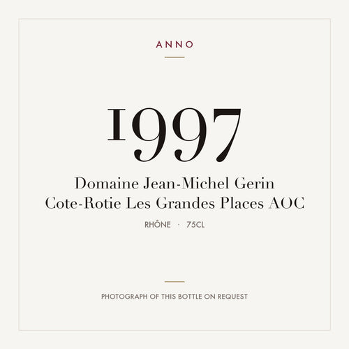 Domaine Jean-Michel Gerin Cote-Rotie Les Grandes Places 1997 AOC 0,75l, Rhône — ANNO-Jahrgangskarte; Foto der tatsächlichen Flasche auf Anfrage