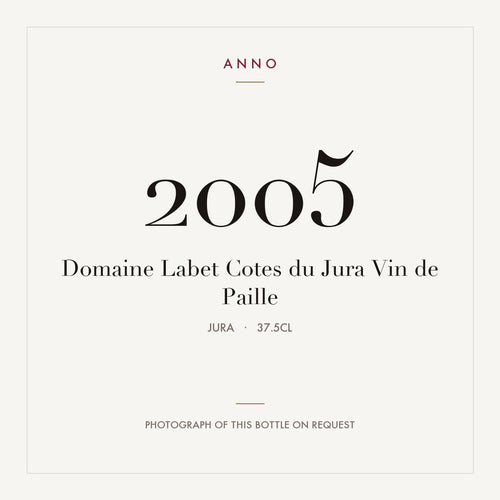 Domaine Labet Cotes du Jura Vin de Paille 2005 0,375l from Jura — ANNO vintage card; photograph of the actual bottle available on request