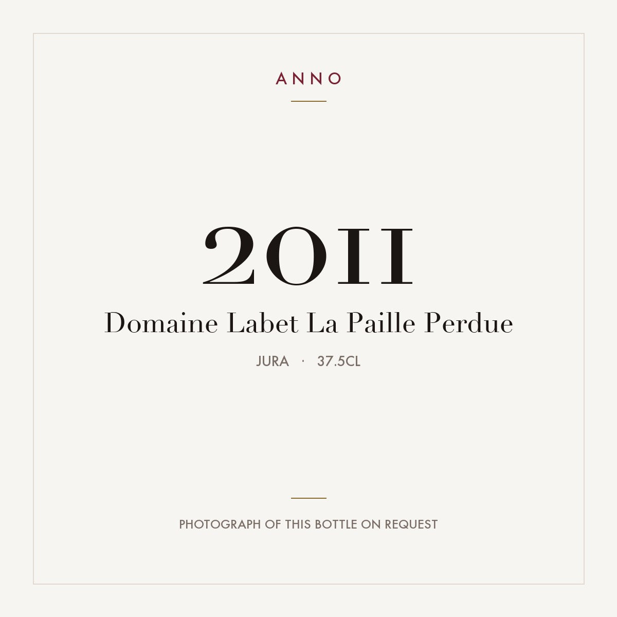 Domaine Labet La Paille Perdue 2011 0,375l, Jura — tarjeta de añada ANNO; foto de la botella real disponible bajo petición
