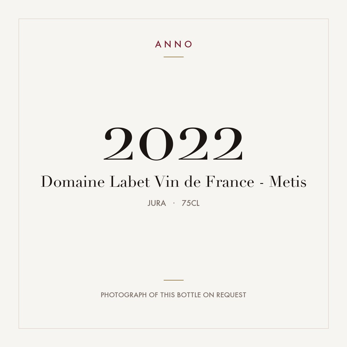 Domaine Labet Vin de France - Metis 2022 0,75l, 侏羅 — ANNO 年份卡；實際酒瓶照片可應要求提供