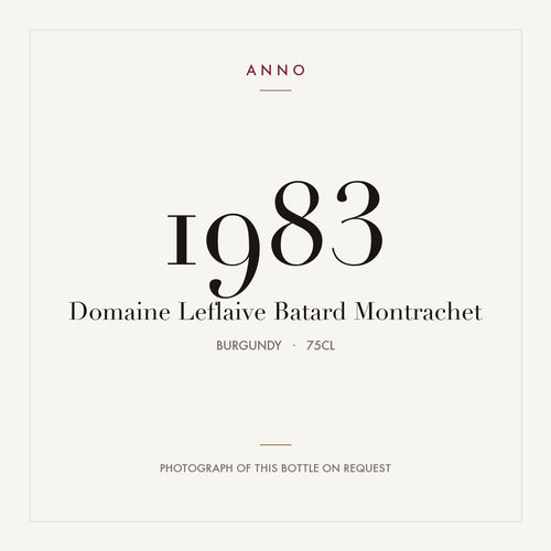 Domaine Leflaive Batard-Montrachet Grand Cru 1983 AOC 0,75l — ANNO vintage card; photograph of the actual bottle available on request