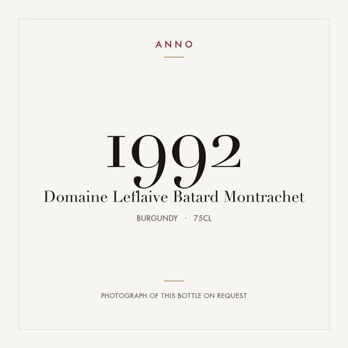 Domaine Leflaive Batard-Montrachet Grand Cru 1992 AOC 0,75l — ANNO vintage card; photograph of the actual bottle available on request