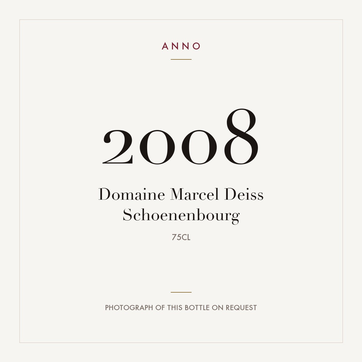 Domaine Marcel Deiss Schoenenbourg 2008 0,75l — ANNO vintage card; photograph of the actual bottle available on request