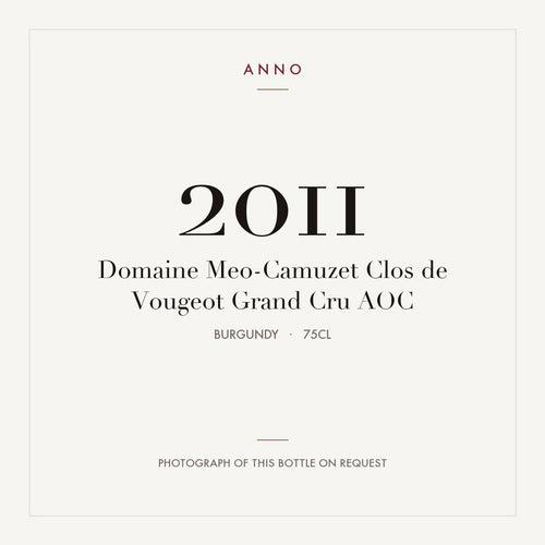 Domaine Meo-Camuzet Clos de Vougeot Grand Cru 2011 AOC 0,75l, Bourgogne — carte millésime ANNO ; photo de la bouteille réelle disponible sur demande