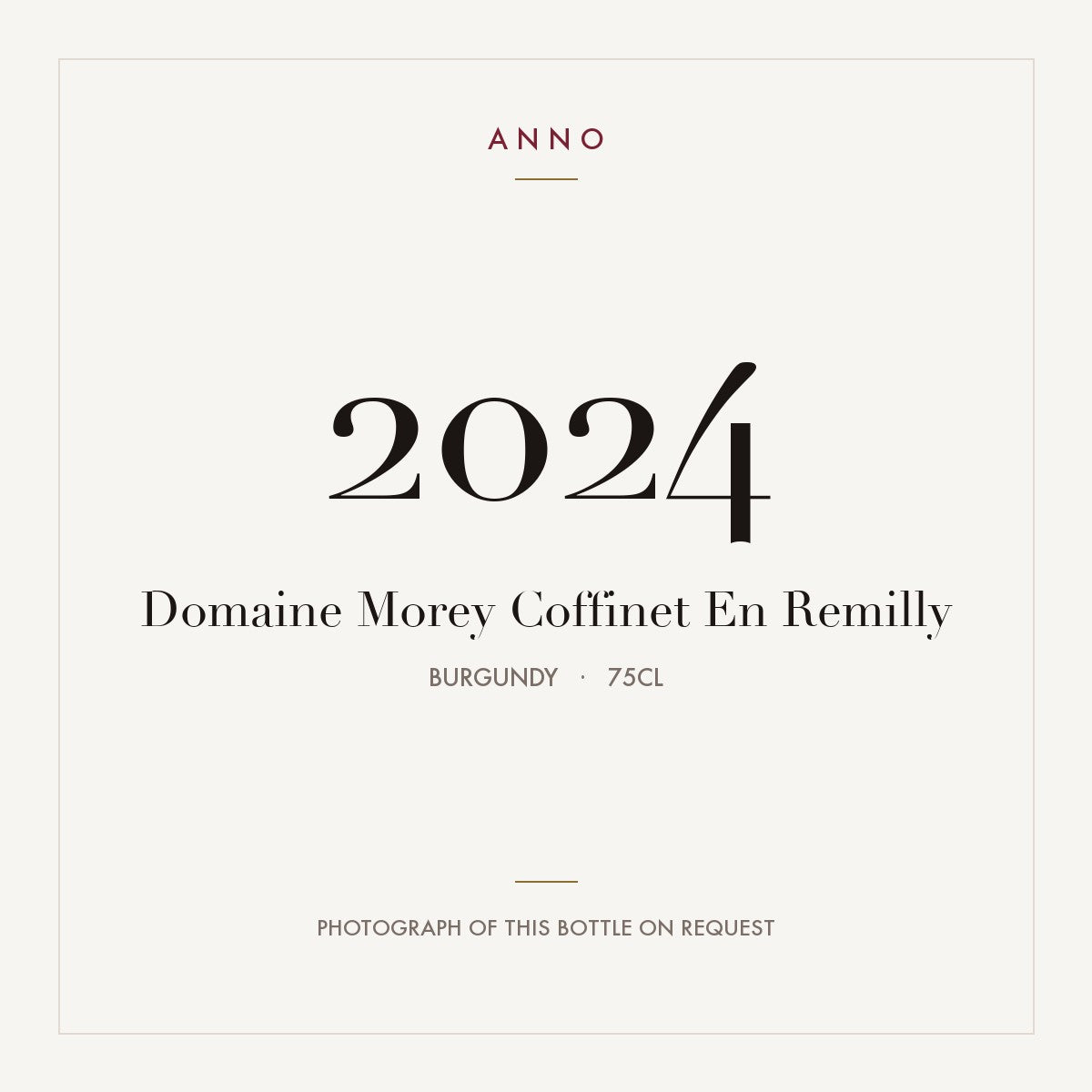 Domaine Morey Coffinet En Remilly 2024 0,75l, Borgonha — cartão de colheita ANNO; fotografia da garrafa real disponível a pedido