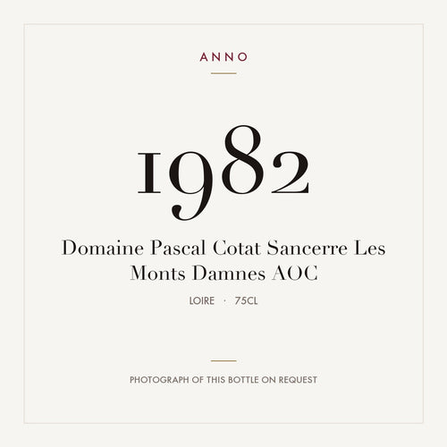 Domaine Pascal Cotat Sancerre Les Monts Damnes 1982 AOC 0,75l, Loire — ANNO-Jahrgangskarte; Foto der tatsächlichen Flasche auf Anfrage