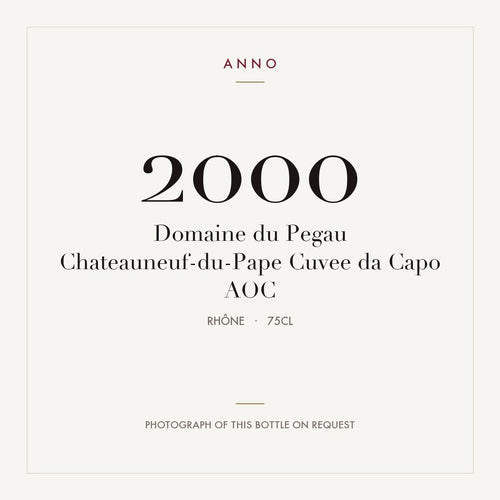 Domaine du Pegau Chateauneuf-du-Pape Cuvee da Capo 2000 AOC 0,75l, Rhône — ANNO-jaargangkaart; foto van de echte fles op aanvraag