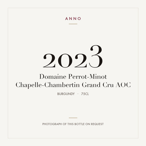 Domaine Perrot-Minot Chapelle-Chambertin Grand Cru 2023 AOC 0,75l, Bourgogne — ANNO-årgangskort; foto af den faktiske flaske på forespørgsel