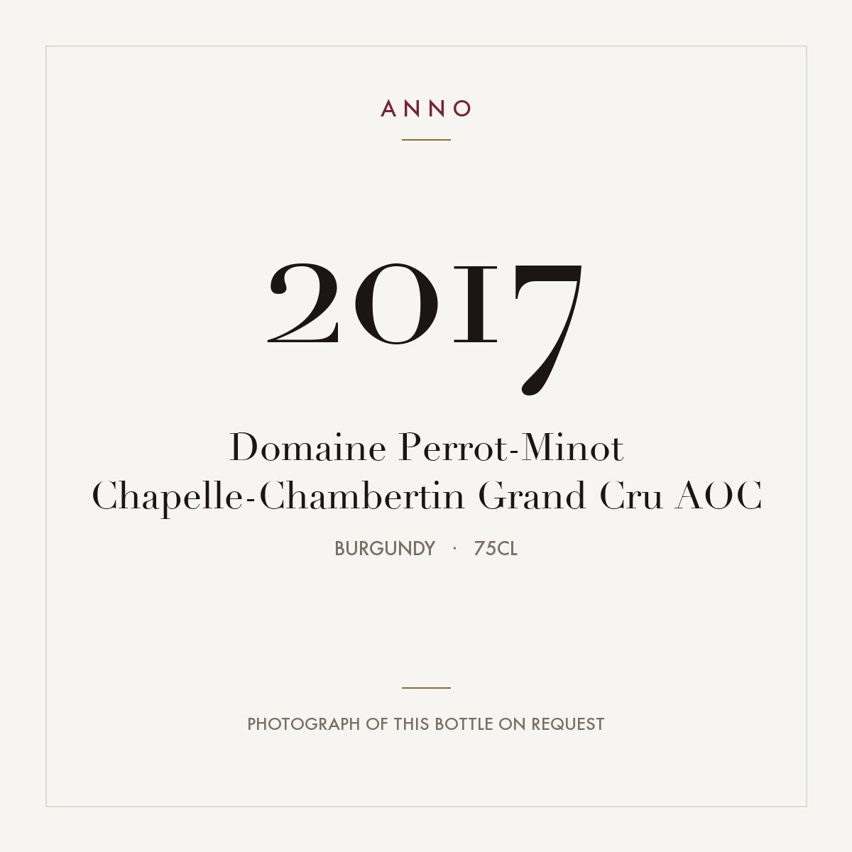 Domaine Perrot-Minot Chapelle-Chambertin Grand Cru 2017 AOC 0,75l, Бургундия — карточка урожая ANNO; фото настоящей бутылки по запросу
