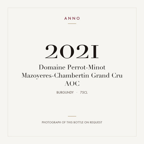 Domaine Perrot-Minot Mazoyeres-Chambertin Grand Cru 2021 AOC 0,75l, Bourgogne — ANNO-årgangskort; foto af den faktiske flaske på forespørgsel