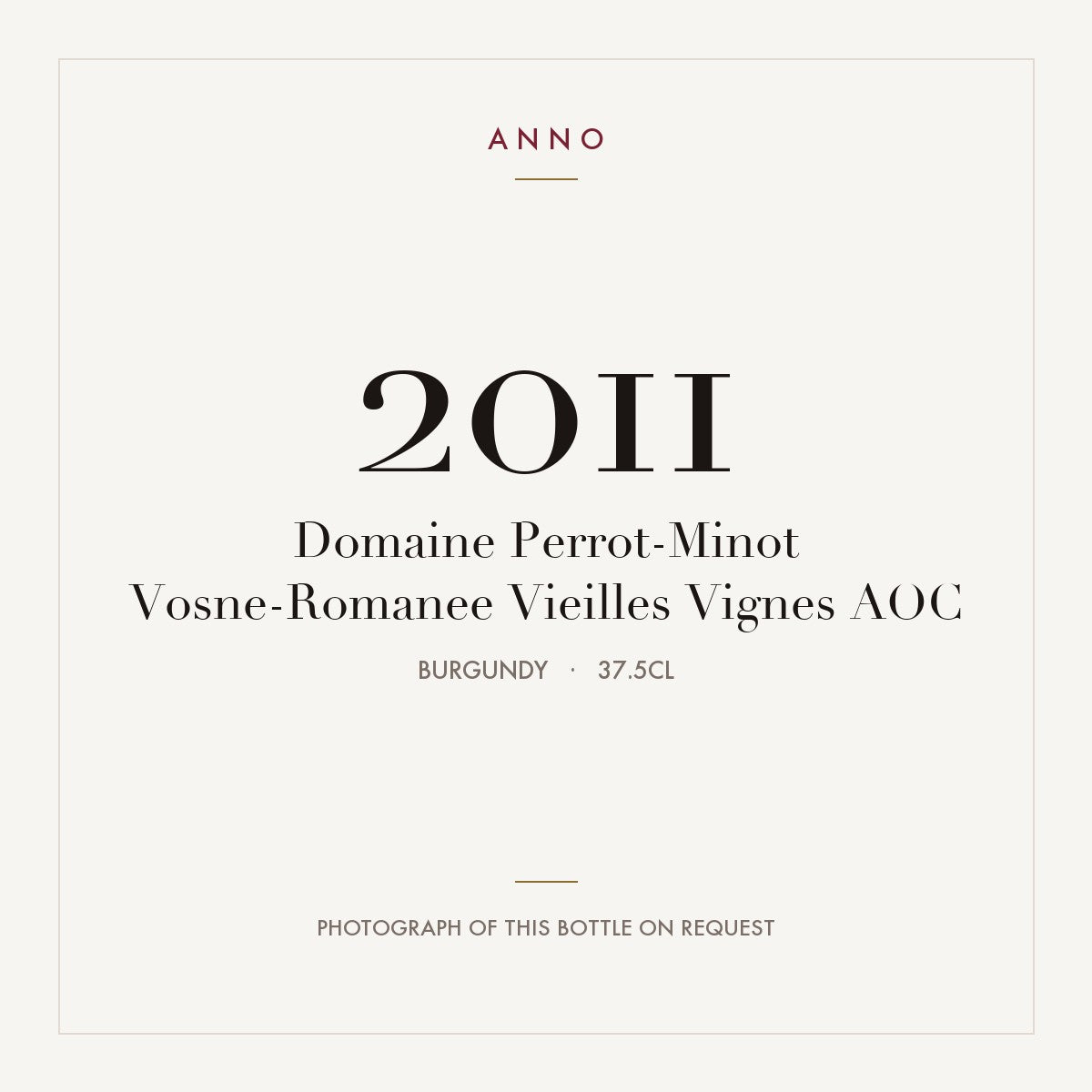 Domaine Perrot-Minot Vosne-Romanee Vieilles Vignes 2011 AOC 0,375l, Borgogna — card dell'annata ANNO; foto della bottiglia reale disponibile su richiesta