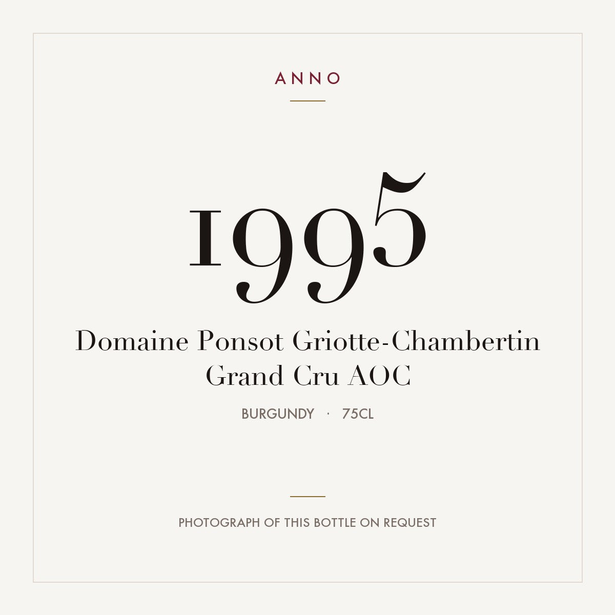 Domaine Ponsot Griotte-Chambertin Grand Cru 1995 AOC 0,75l, Bourgogne — ANNO-jaargangkaart; foto van de echte fles op aanvraag