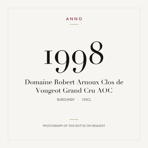 Domaine Robert Arnoux Clos de Vougeot Grand Cru 1998 AOC 1,5l, Bourgogne — carte millésime ANNO ; photo de la bouteille réelle disponible sur demande