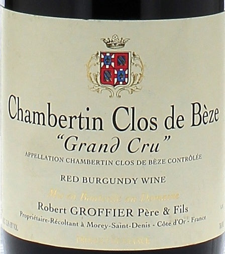 Domaine Robert Groffier Chambertin-Clos de Beze Grand Cru 2000 AOC 0,75l — 酒標（示意圖）