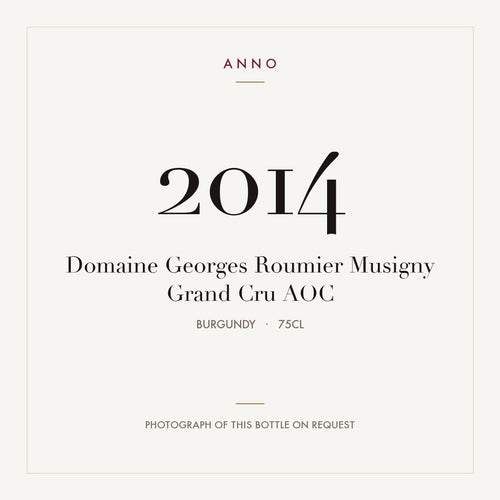 Domaine Georges Roumier Musigny Grand Cru 2014 AOC 0,75l from Burgundy — ANNO vintage card; photograph of the actual bottle available on request