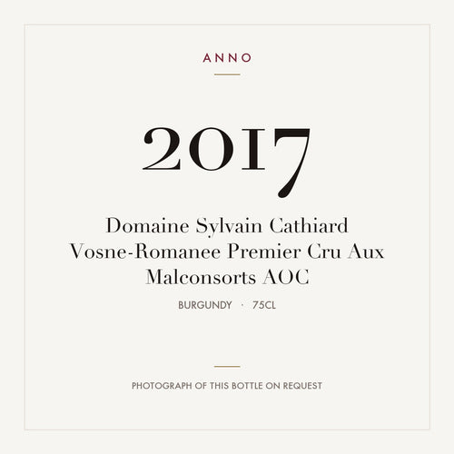 Domaine Sylvain Cathiard Vosne-Romanee Premier Cru Aux Malconsorts 2017 AOC 0,75l, ブルゴーニュ — ANNOヴィンテージカード。実際のボトルの写真はご要望に応じてご用意します