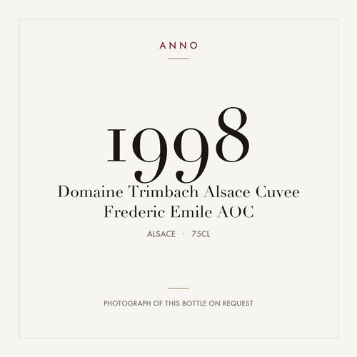 Domaine Trimbach Alsace Cuvee Frederic Emile 1998 AOC 0,75l from Alsace — ANNO vintage card; photograph of the actual bottle available on request