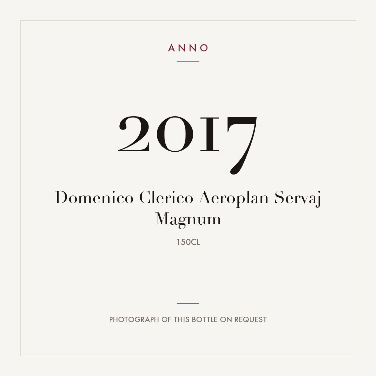 Domenico Clerico Aeroplan Servaj Magnum 2017 1,5l — карточка урожая ANNO; фото настоящей бутылки по запросу