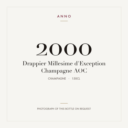 Drappier Millesime d'Exception Champagne 2000 AOC 1,5l, Champagne — ANNO-Jahrgangskarte; Foto der tatsächlichen Flasche auf Anfrage