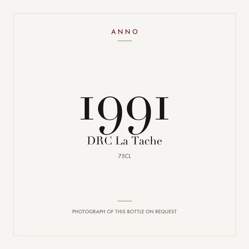Domaine de la Romanee-Conti La Tache Grand Cru 1991 AOC 0,75l — card dell'annata ANNO; foto della bottiglia reale disponibile su richiesta
