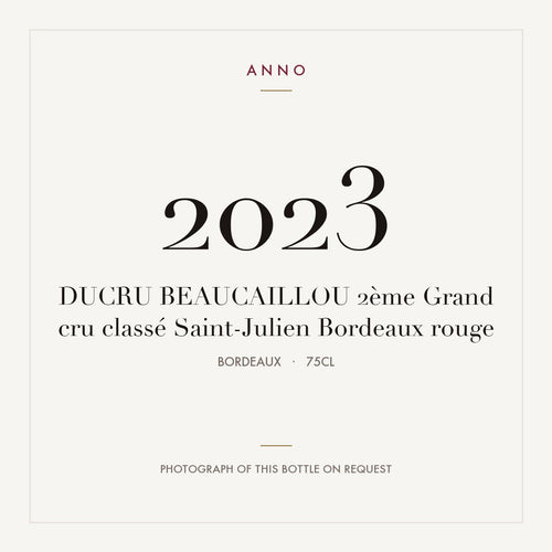 Chateau Ducru-Beaucaillou Saint-Julien 2023 AOC 0,75l — ANNO vintage card; photograph of the actual bottle available on request
