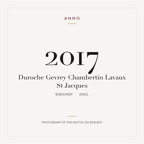 Duroche Gevrey Chambertin Lavaux St Jacques 2017 6l — ANNO-årgangskort; foto af den faktiske flaske på forespørgsel
