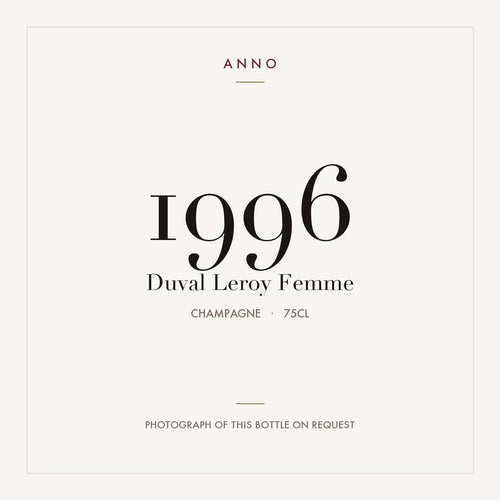 Duval Leroy Femme 1996 0,75l — ANNOヴィンテージカード。実際のボトルの写真はご要望に応じてご用意します