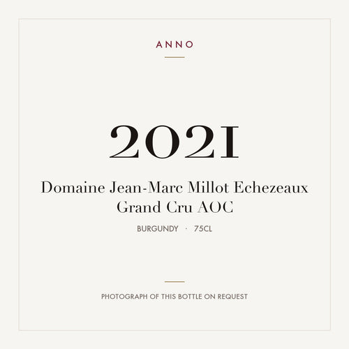 Domaine Jean-Marc Millot Echezeaux Grand Cru 2021 AOC 0,75l from Burgundy — ANNO vintage card; photograph of the actual bottle available on request