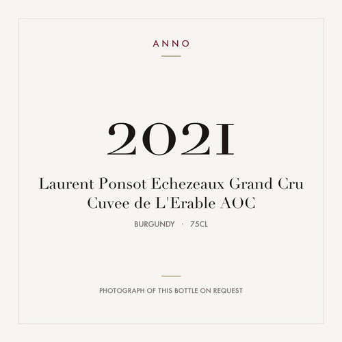 Laurent Ponsot Echezeaux Grand Cru Cuvee de L'Erable 2021 AOC 0,75l from Burgundy — ANNO vintage card; photograph of the actual bottle available on request