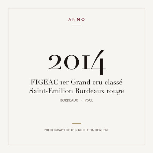 Chateau Figeac Saint-Emilion 2014 AOC 0,75l — ANNO vintage card; photograph of the actual bottle available on request