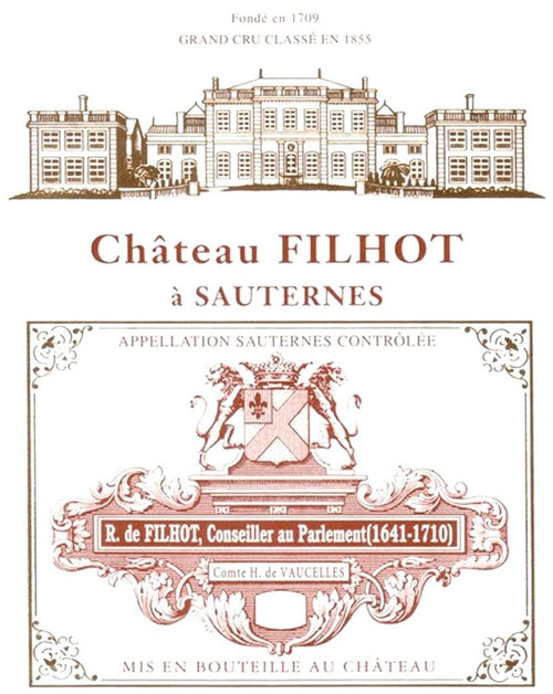 Chateau Filhot Sauternes AOC — wine label, illustrative image