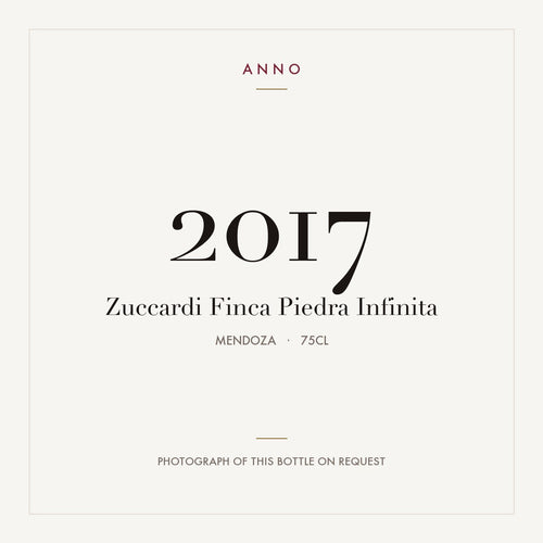 Zuccardi Finca Piedra Infinita 2017 0,75l from Mendoza — ANNO vintage card; photograph of the actual bottle available on request