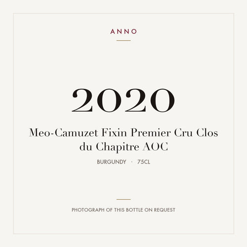 Me0-Camuzet Fixin Premier Cru Clos du Chapitre 2020 AOC 0,75l from Burgundy — ANNO vintage card; photograph of the actual bottle available on request