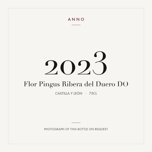 Flor Pingus 2023 0,75l — ANNO vintage card; photograph of the actual bottle available on request