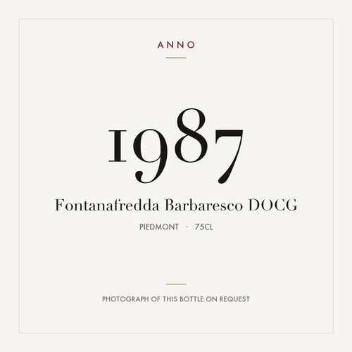 Fontanafredda Barbaresco 1987 DOCG 0,75l, Пьемонт — карточка урожая ANNO; фото настоящей бутылки по запросу