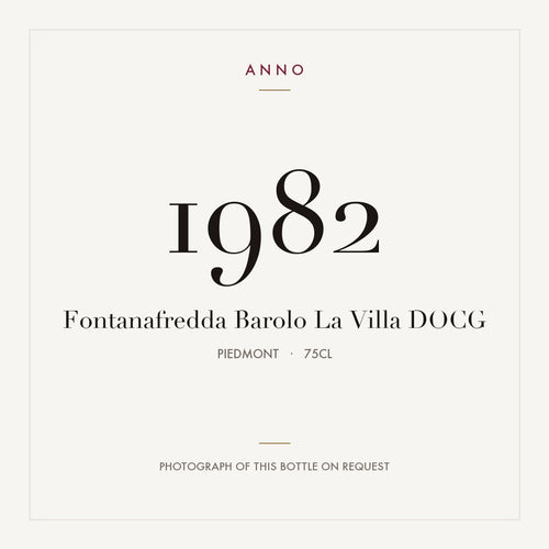 Fontanafredda Barolo La Villa 1982 DOCG 0,75l, 皮耶蒙特 — ANNO 年份卡；實際酒瓶照片可應要求提供
