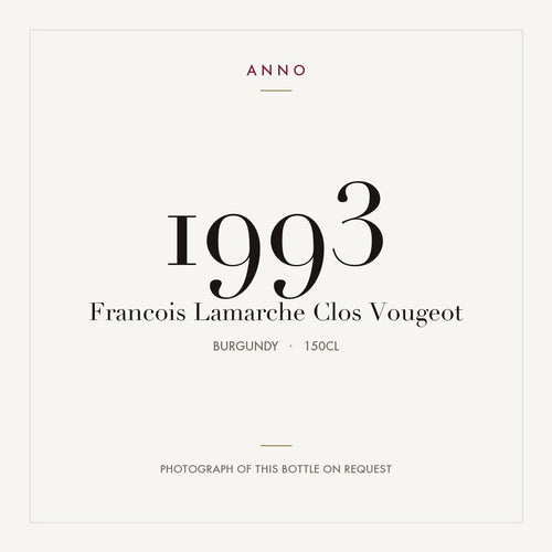 Francois Lamarche Clos Vougeot Grand Cru 1993 AOC 1,5l — tarjeta de añada ANNO; foto de la botella real disponible bajo petición