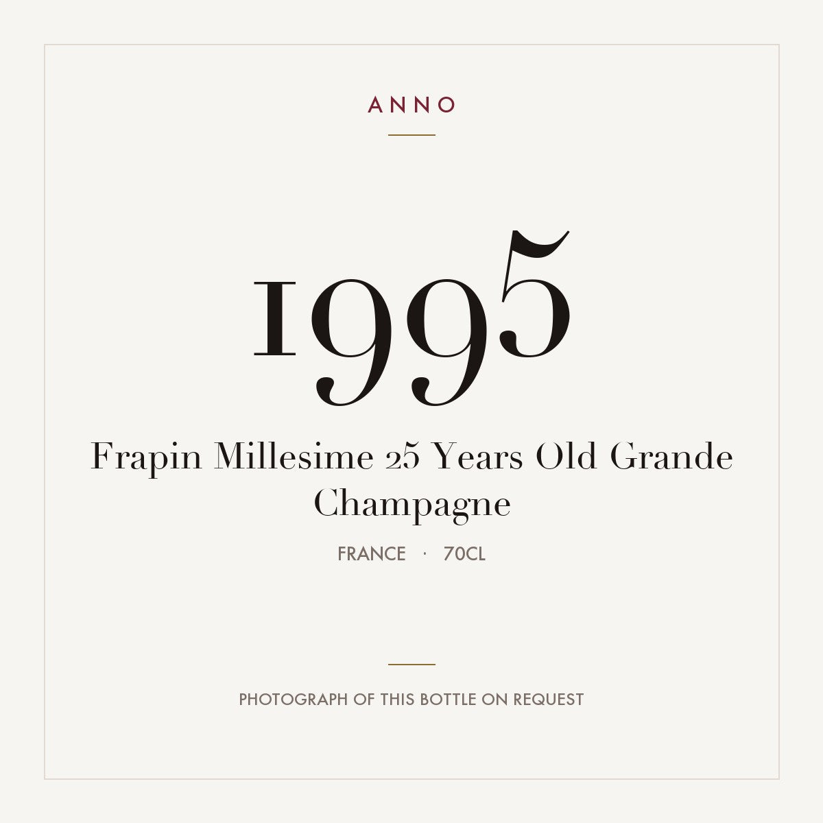 Frapin Millesime 25 Years Old Grande Champagne 1995 0,7l, 法國 — ANNO 年份卡；實際酒瓶照片可應要求提供