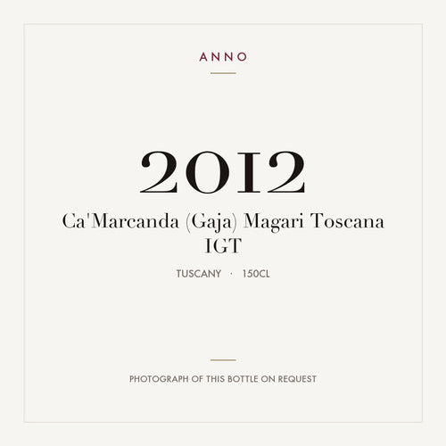 Ca'Marcanda (Gaja) Magari Toscana 2012 IGT 1,5l from Tuscany — ANNO vintage card; photograph of the actual bottle available on request