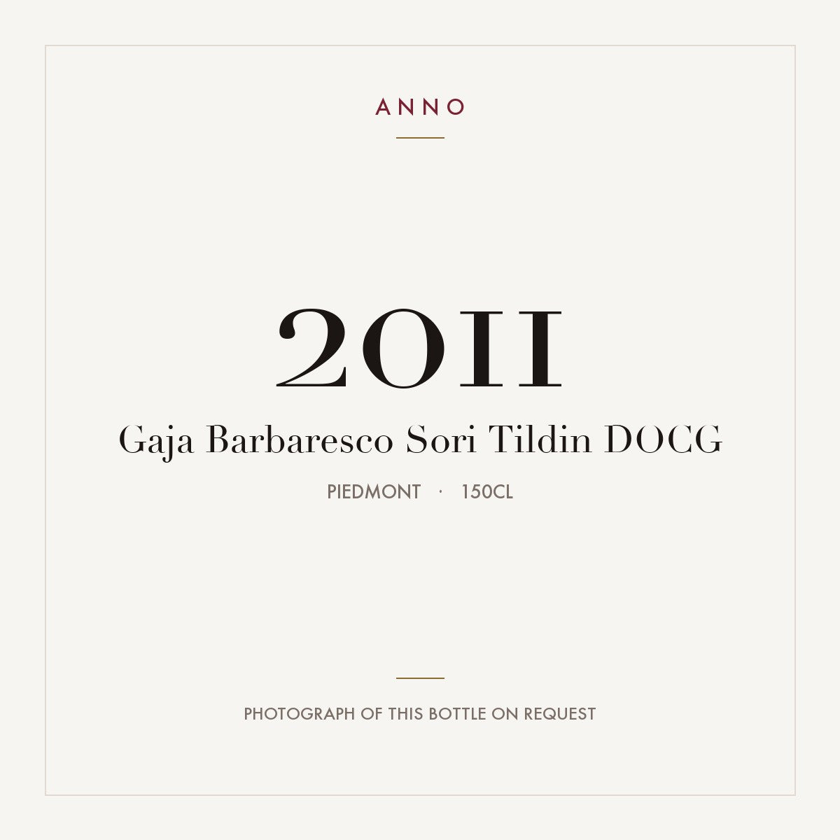 Gaja Barbaresco Sori Tildin 2011 DOCG 1,5l, Piemonte — ANNO-årgangskort; foto af den faktiske flaske på forespørgsel