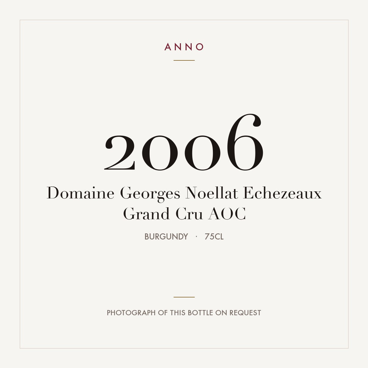 Domaine Georges Noellat Echezeaux Grand Cru 2006 AOC 0,75l, Borgoña — tarjeta de añada ANNO; foto de la botella real disponible bajo petición