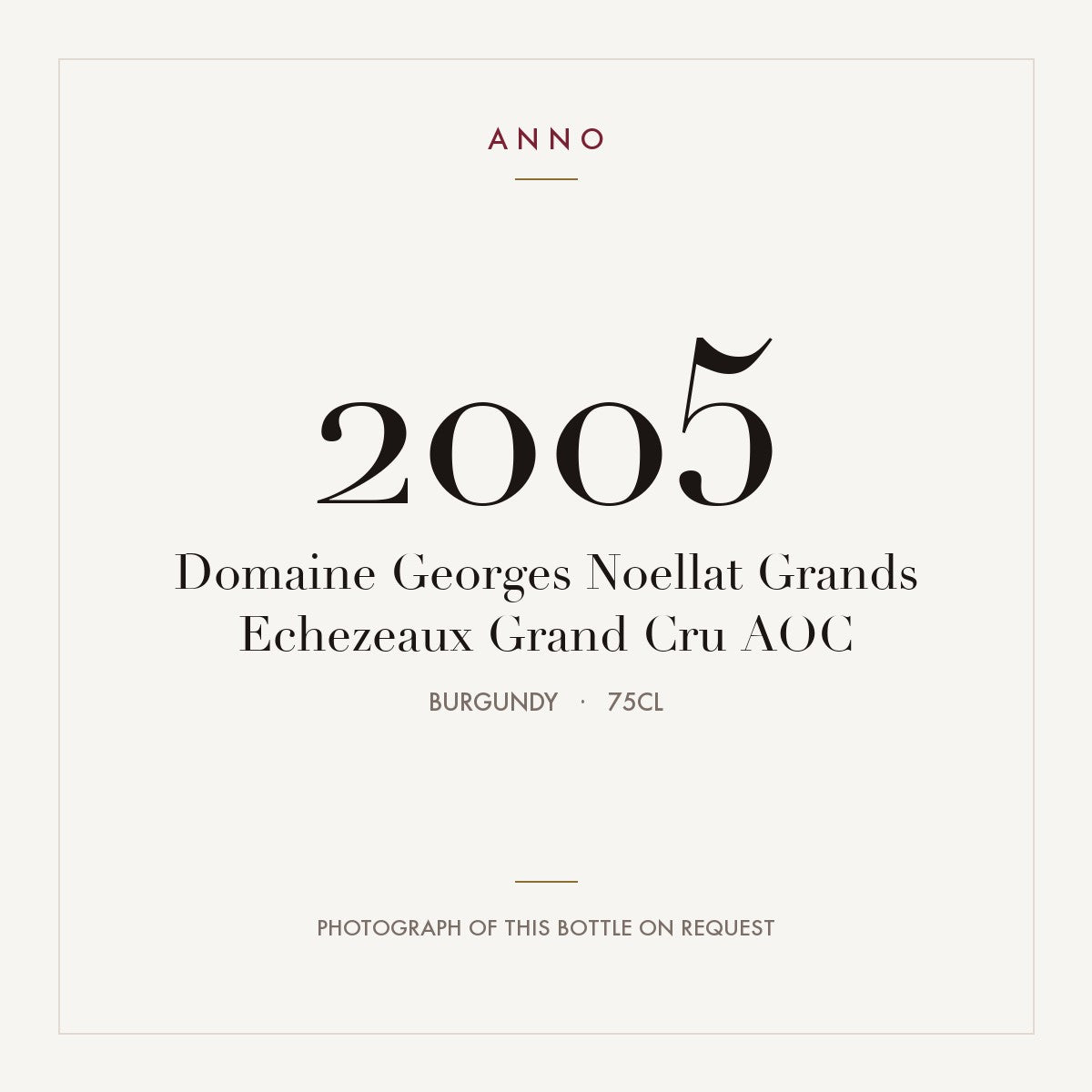 Domaine Georges Noellat Grands Echezeaux Grand Cru 2005 AOC 0,75l from Burgundy — ANNO vintage card; photograph of the actual bottle available on request